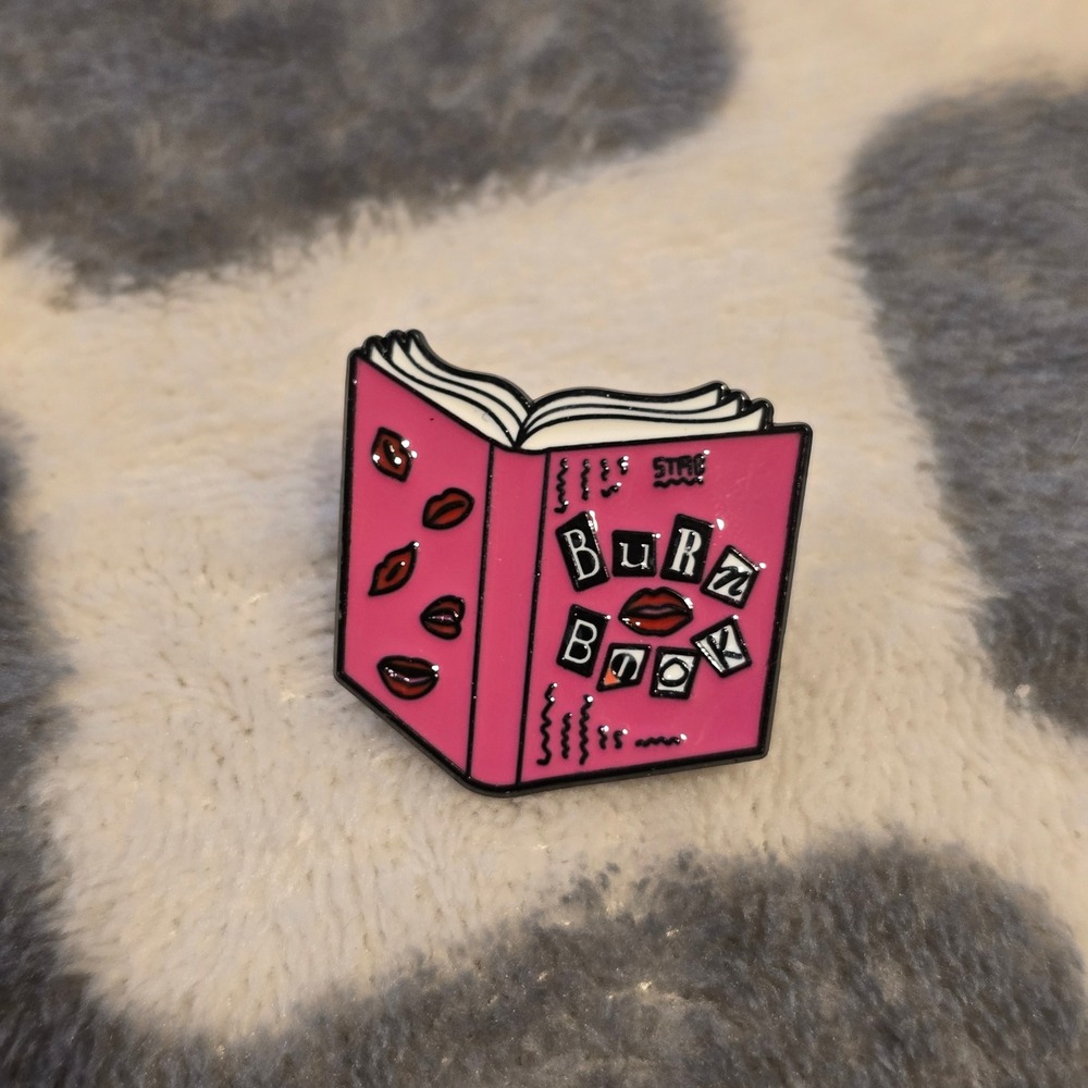Mean Girls Burn Book Pink Lapel Enameled Pin Unisex Y2K Movie Lips Secret